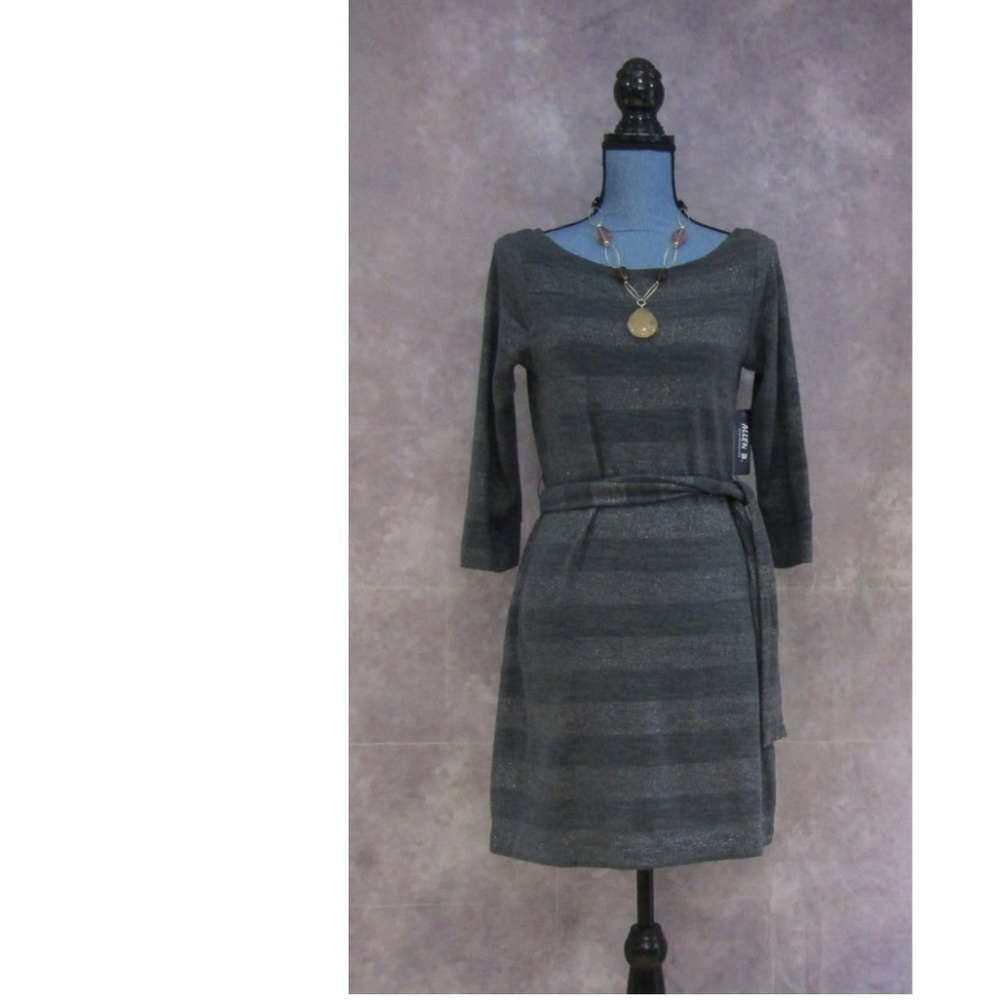 NEW Allen B. Schwartz Gray & Silver Sweater Dress